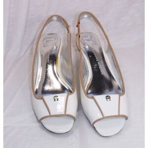 Etienne Aigner White Gold Heels Sandals